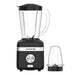 Black blender with clear pitcher and attachment on a white background, featuring the brand 'Krome'.