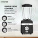Black blender with control knobs on a white background, featuring Krome branding.