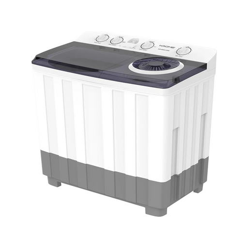 KROME 15KG Twin Tub Semi-Automatic Washing Machine | Powerful Wash with Mechanical Wash Timer | Intuitive Control | Durable Aluminium Spin Motor | 460W Wash & 200W Spin Input Power | White | KR-WSA150K EROS