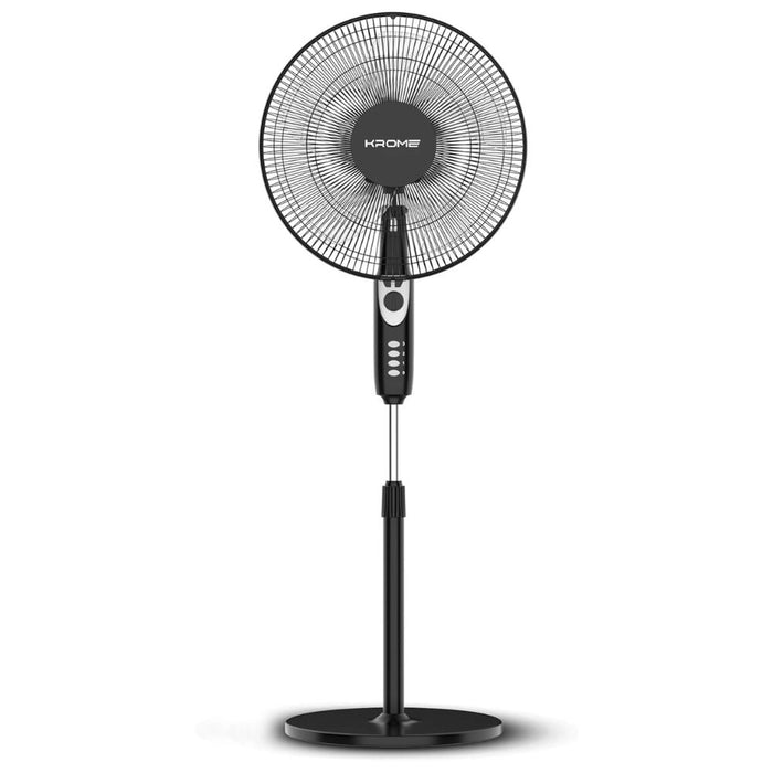 Krome 16" Pedestal Fan | High-Speed Copper Motor | 5-Blade Design for Powerful Airflow | 3 Speed Levels & 60-Min Timer | Adjustable Height & Easy Control Panel | KR-PF 16WT