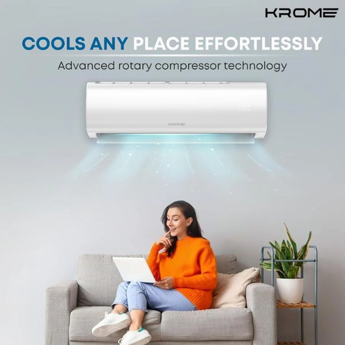 KROME 2.5 Ton AC| Split Air Conditioner with Advanced Rotary Compressor Technology| 30000 BTU| Low Noise| Environment Friendly R-410a| Smooth Operations| 5 Year Compressor Warranty White |KR-AR30TT3