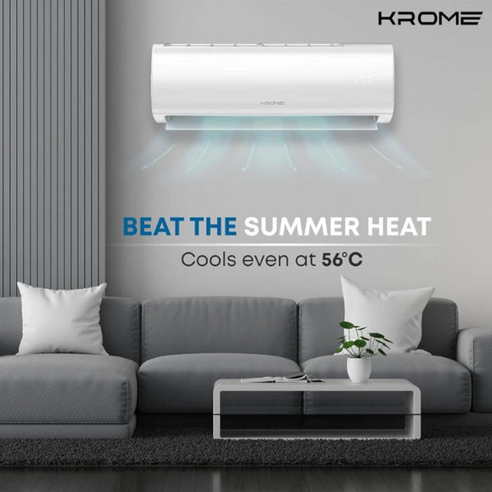 KROME 2.5 Ton AC| Split Air Conditioner with Advanced Rotary Compressor Technology| 30000 BTU| Low Noise| Environment Friendly R-410a| Smooth Operations| 5 Year Compressor Warranty White |KR-AR30TT3