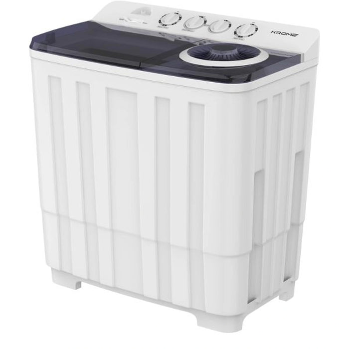 KROME 20KG Twin Tub Semi-Automatic Washing Machine | Powerful Wash with Mechanical Wash Timer | Intuitive Control | Durable Aluminium Spin Motor | 480W Wash & 200W Spin Input Power | White | KR-WSA200K