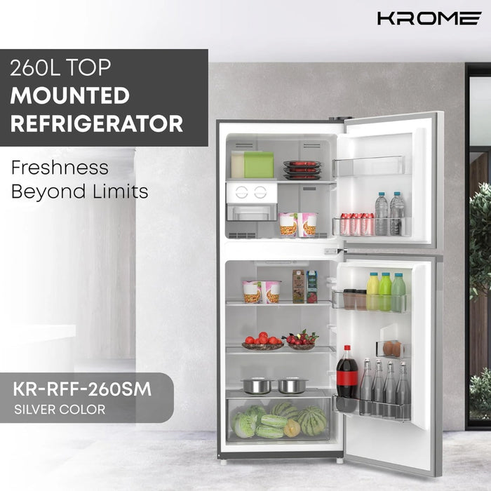 Krome 260L Double Door Top Mounted Refrigerator|KR-RFF260SM