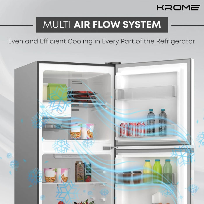 Krome 260L Double Door Top Mounted Refrigerator|KR-RFF260SM