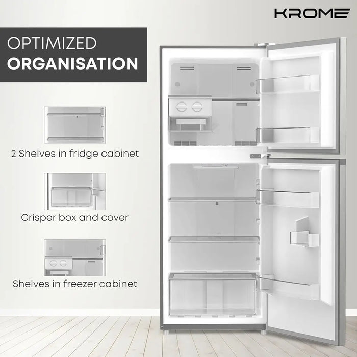 Krome 260L Double Door Top Mounted Refrigerator|KR-RFF260SM