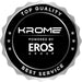 Krome logo with 'Powered by Eros Group' text on a black background