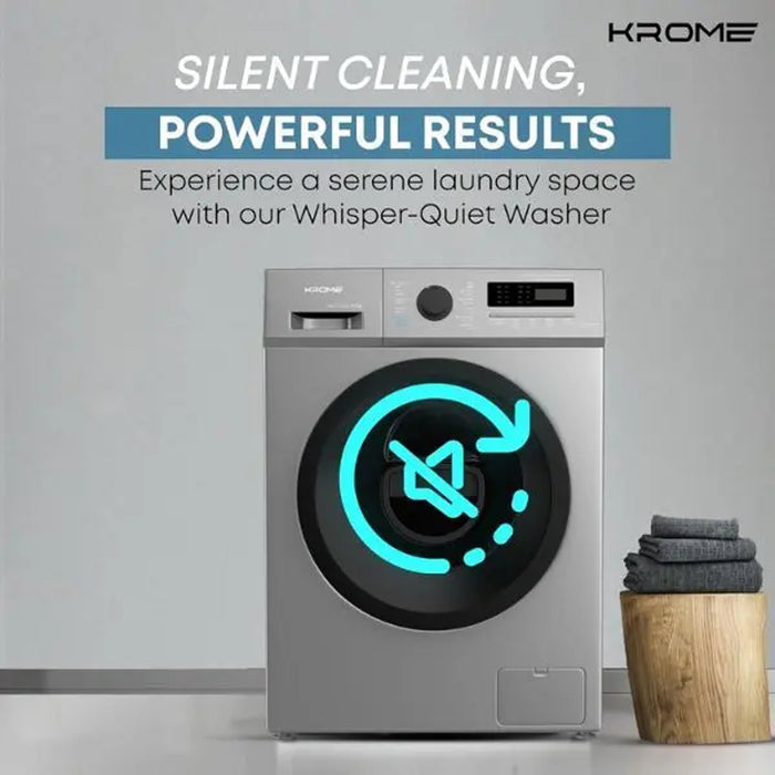 KROME 7Kg 1400 RPM Front Loading Washing Machine | LED Display | BLDC Inverter Motor | 12 Wash Programs | 4 Star Energy Efficient | Variable Temperature Setting | Titanium | KR-WFL70SSI
