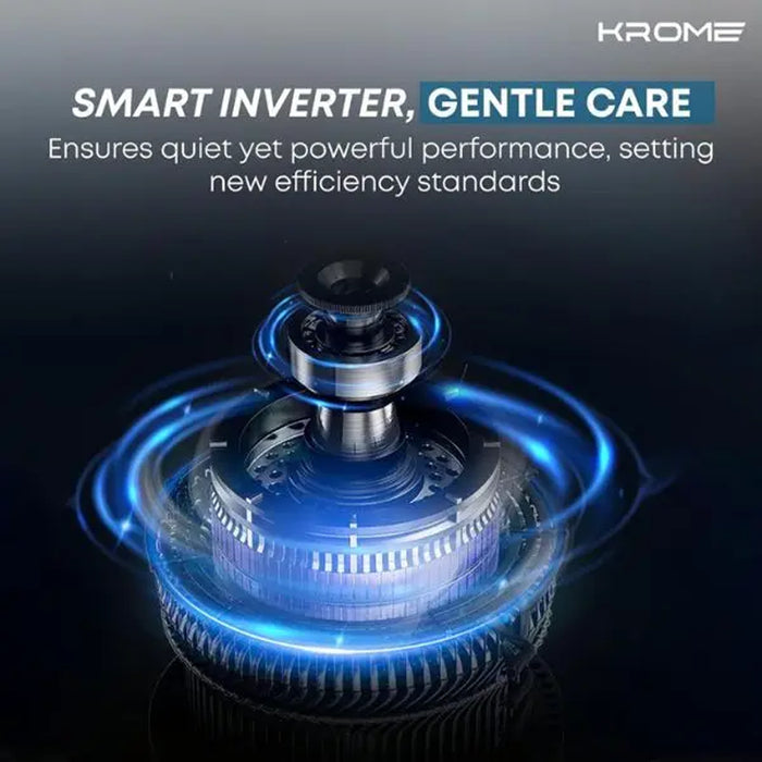 KROME 7Kg 1400 RPM Front Loading Washing Machine | LED Display | BLDC Inverter Motor | 12 Wash Programs | 4 Star Energy Efficient | Variable Temperature Setting | Titanium | KR-WFL70SSI