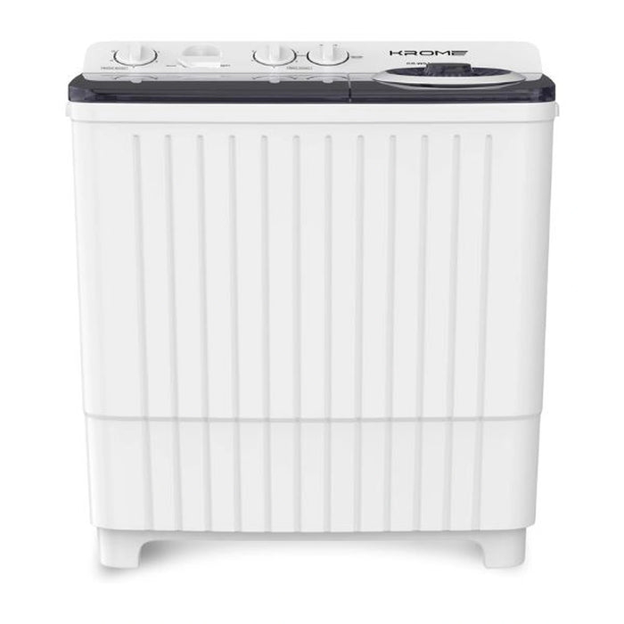 KROME 8KG Twin Tub Semi-Automatic Washing Machine | Powerful Wash | Mechanical Wash Timer | Intuitive Control | Durable Aluminium Spin Motor | 360W Wash & 170W Spin | White | KR-WSA80K