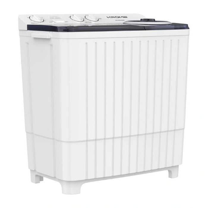 KROME 8KG Twin Tub Semi-Automatic Washing Machine | Powerful Wash | Mechanical Wash Timer | Intuitive Control | Durable Aluminium Spin Motor | 360W Wash & 170W Spin | White | KR-WSA80K