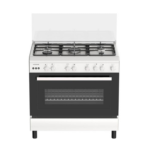Krome 90x60cm Cooking Range| Matte Stainless Steel | Dual Layer Tempered Glass| Auto Ignition| Cast Iron Pan Support| Flame Failure Device| Adjustable Legs| LPG 28mbar| KR-CR9060G EROS