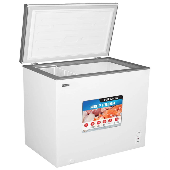 Krome Chest Freezer| 300L Capacity | Single Door | White Finish | R600a Refrigerant | Recessed Handle | KR-CF325R