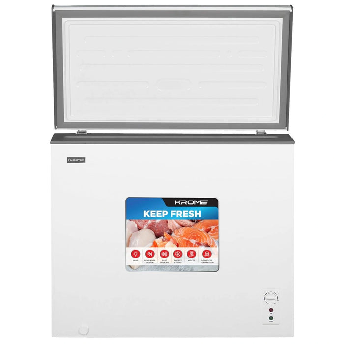 Krome Chest Freezer| 300L Capacity | Single Door | White Finish | R600a Refrigerant | Recessed Handle | KR-CF325R