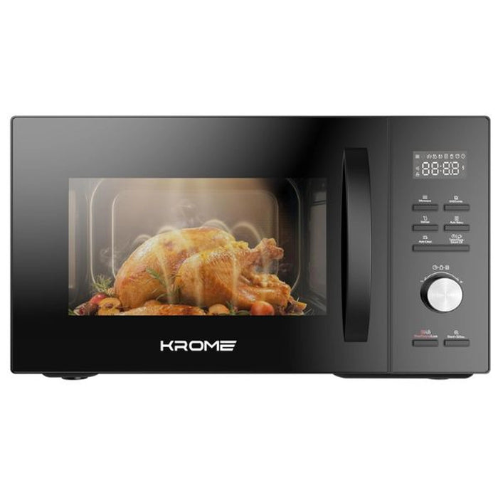 Krome Microwave Oven with Grill 31L Capacity| 1000W Output| 5 Power Levels| 95-Minute Timer| Grill Rack| Grey Painted Cavity| Black Color | KR-MW31DM