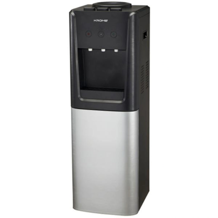 KROME Top & Bottom Loading Water Dispenser | Hot, Cold & Normal Water (3 Taps) | Floor Standing | SUS 304 Tank | Food-Grade Silicone Tube | Child Lock | Silver & Black | KR-WDTBL 3TW