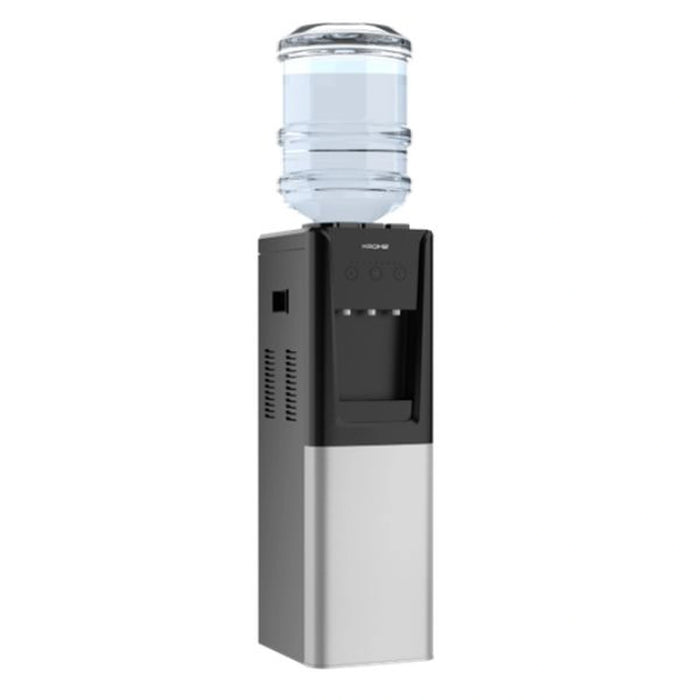 KROME Top & Bottom Loading Water Dispenser | Hot, Cold & Normal Water (3 Taps) | Floor Standing | SUS 304 Tank | Food-Grade Silicone Tube | Child Lock | Silver & Black | KR-WDTBL 3TW