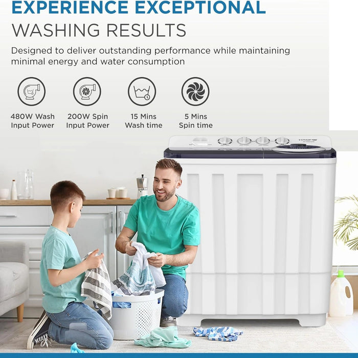 Krome Twin Tub Semi Automatic Washing Machine| 10Kg |White|KR-WSA100K EROS