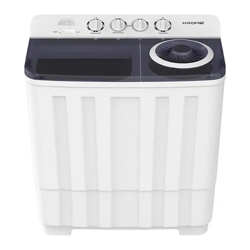 White and black semi-automatic washing machine on a white background