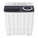 White and black semi-automatic washing machine on a white background