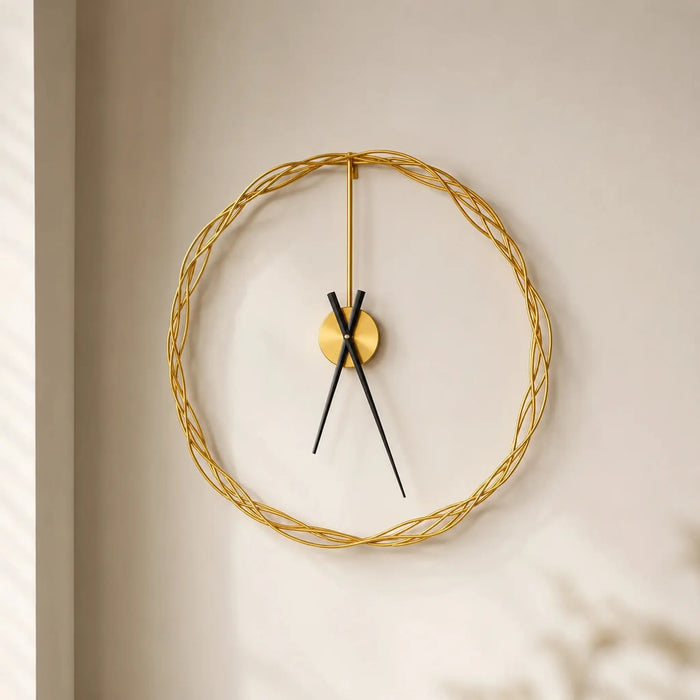 Golden Weave Wall Clock