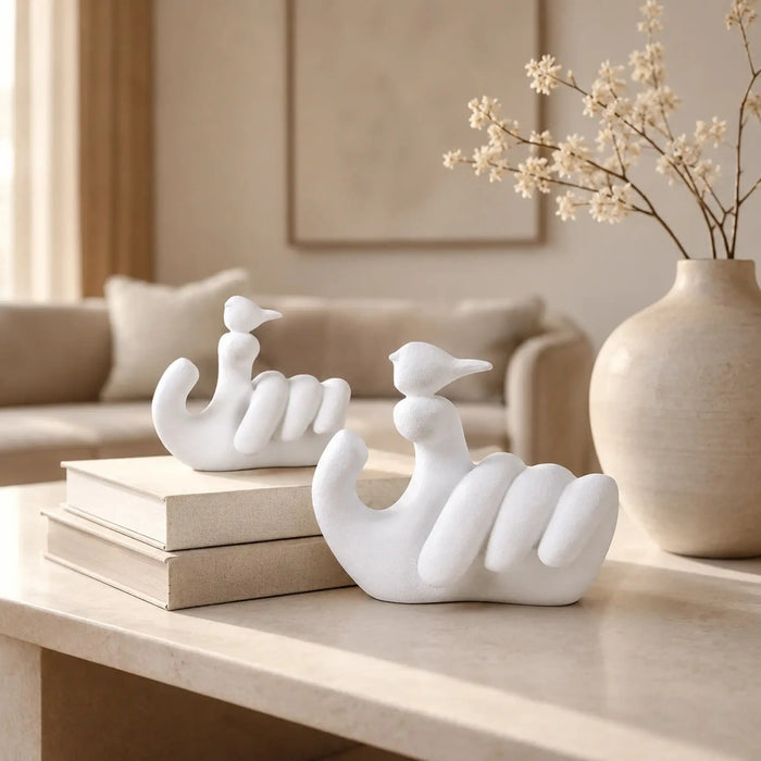 Ivory Bird Sculpture Set