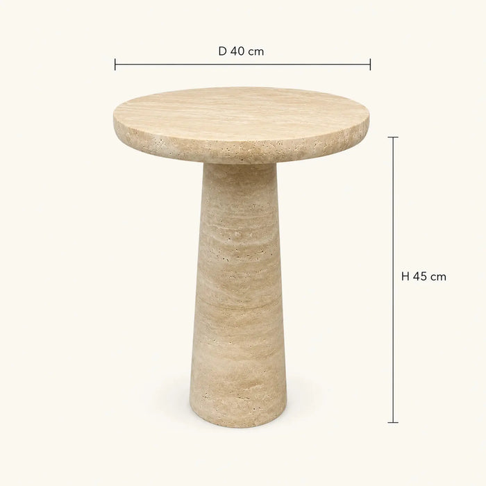 Travertine Pillar Side Table