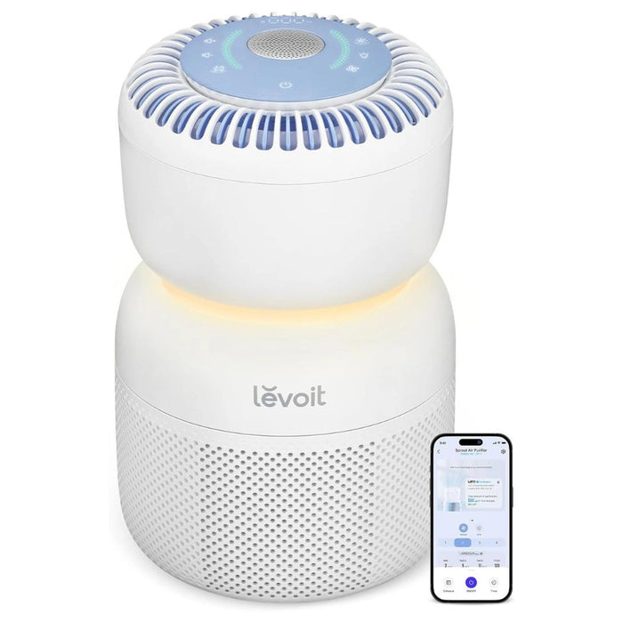 Levoit Air Purifier for Baby | HEPA Filter | White Noise Sound Machine | Blue-Light-Free Night Light | 5-Level Air Quality Monitor Smart WiFi | Bedroom & Nursery Use | LAP-B851S-WUK EROS