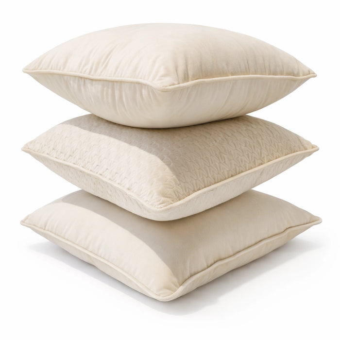 Champagne Plush Velvet & Coastal Quilt Pillow Set
