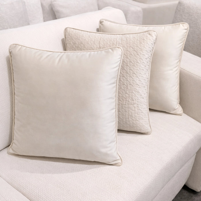 Champagne Plush Velvet & Coastal Quilt Pillow Set