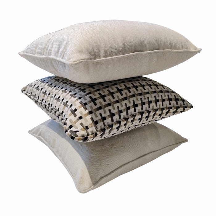 Cross Weave & Cream Textured Chenile Pillow Set