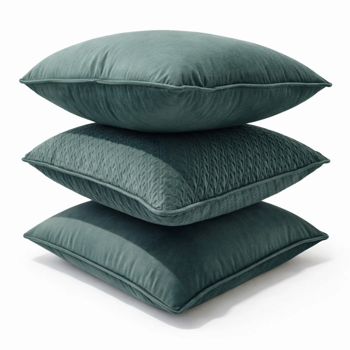 Emerald Velvet & Forest Quilt Mosaic Pillow Set