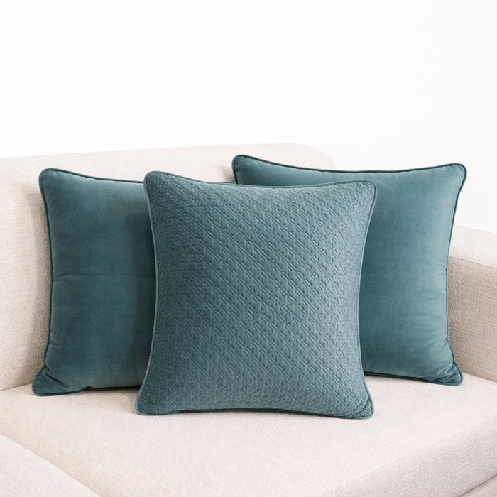 Emerald Velvet & Forest Quilt Mosaic Pillow Set