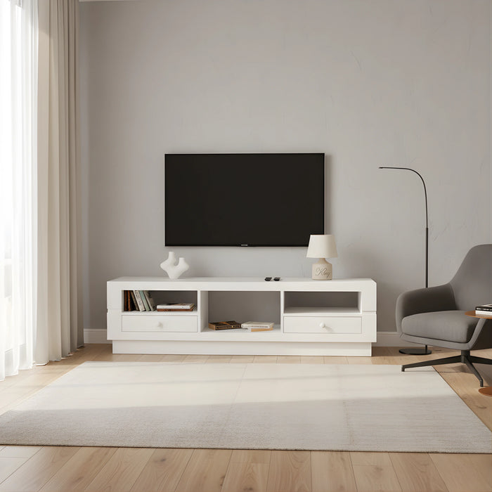 Eric TV Unit – White Media Console with Drawers