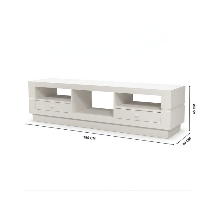 Eric TV Unit – White Media Console with Drawers
