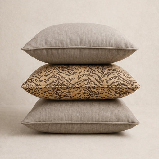 Faded Safari Print & Dusk Brown Chenille Pillow Set Living Point