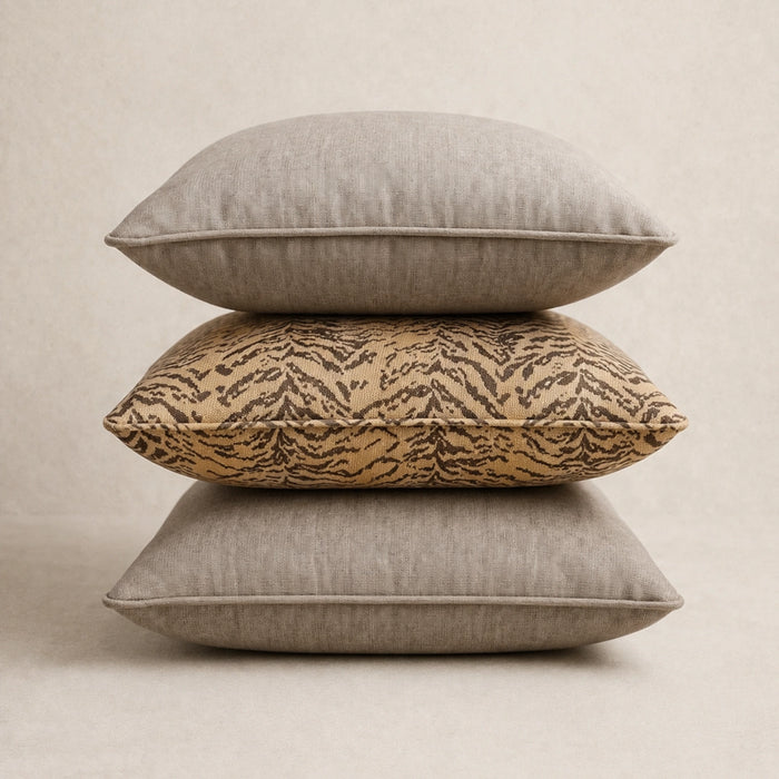 Faded Safari Print & Dusk Brown Chenille Pillow Set