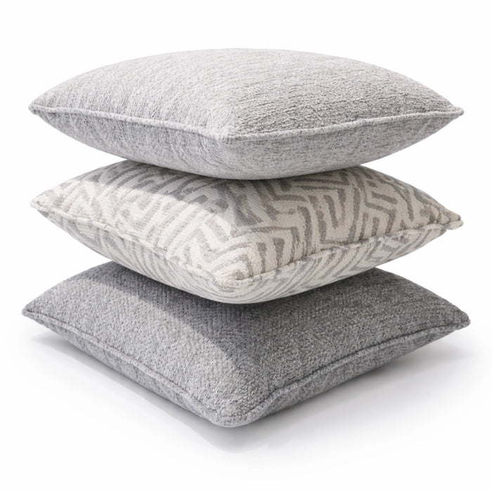 Grey Shell Weave & Silver Mist Chenille Pillow Set