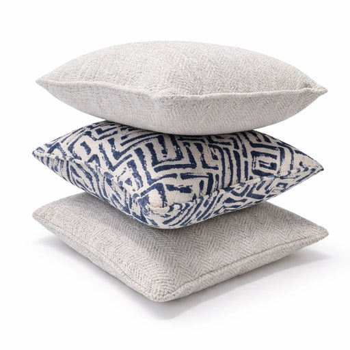 Navy Shell Weave & Crème Texture Pillow Set Living Point