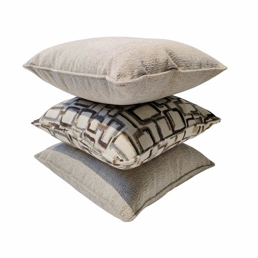 Terra Grid & Raw Umber Chenille Pillow Set Living Point