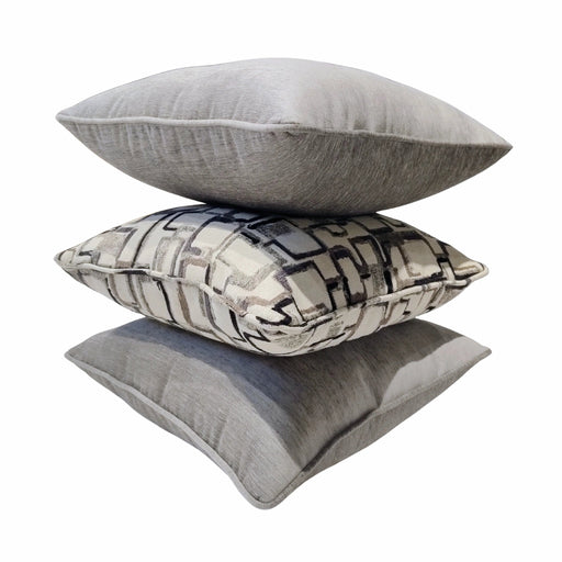 Urban Grid & Cool Ash Chenille Pillow Set Living Point