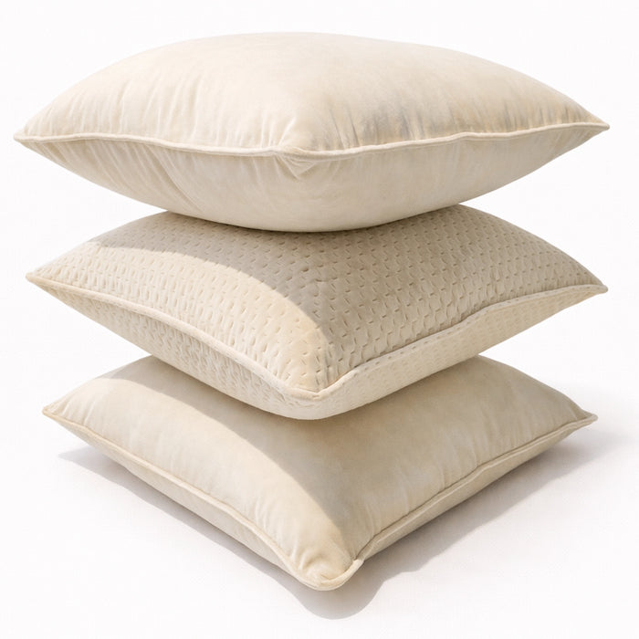 Vanilla Velvet & Embossed Diamond Pillow Set