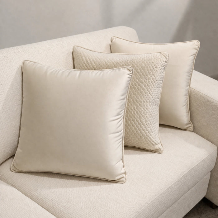 Vanilla Velvet & Embossed Diamond Pillow Set