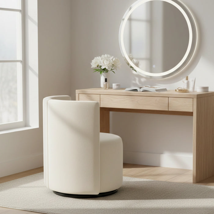 Velure White Chenille Pouf