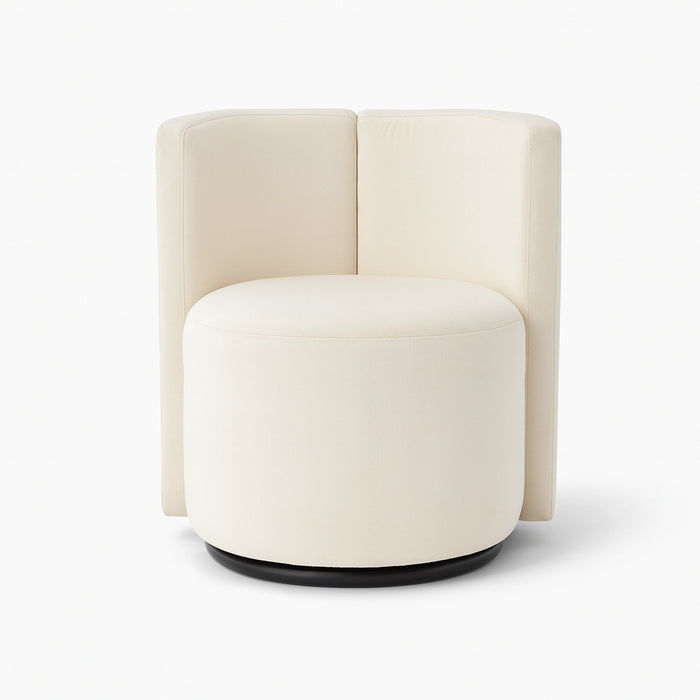 Velure White Chenille Pouf
