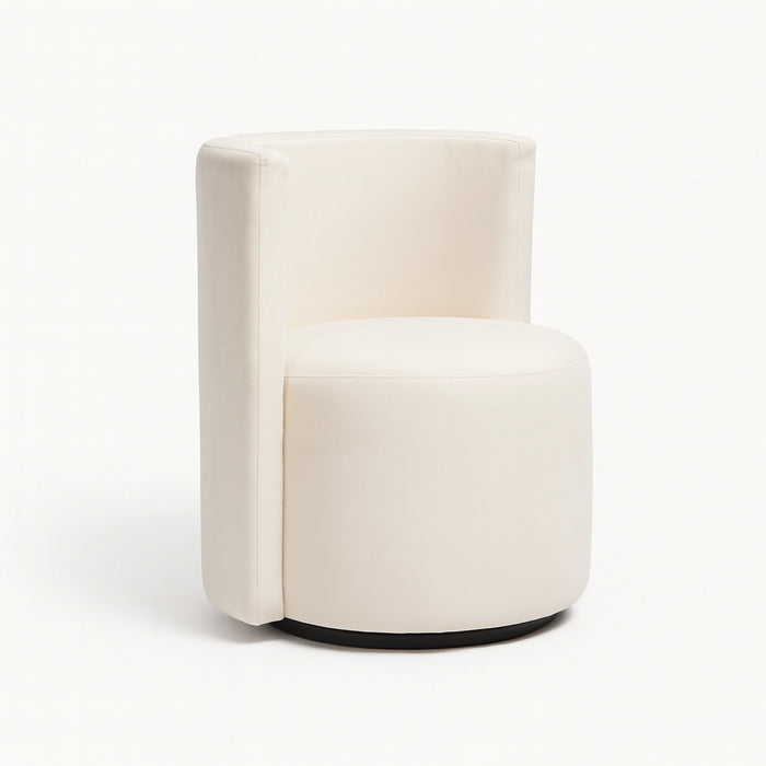 Velure White Chenille Pouf