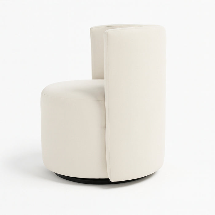 Velure White Chenille Pouf