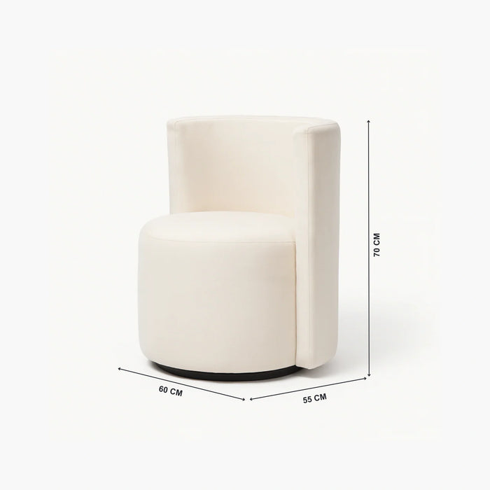 Velure White Chenille Pouf