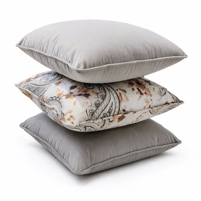 Vintage Paisley Bloom & Espresso Velvet Pillow Set