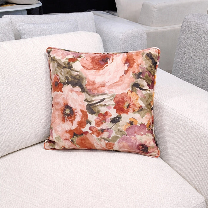 Watercolour Floral Print & Green Velvet Pillow Set